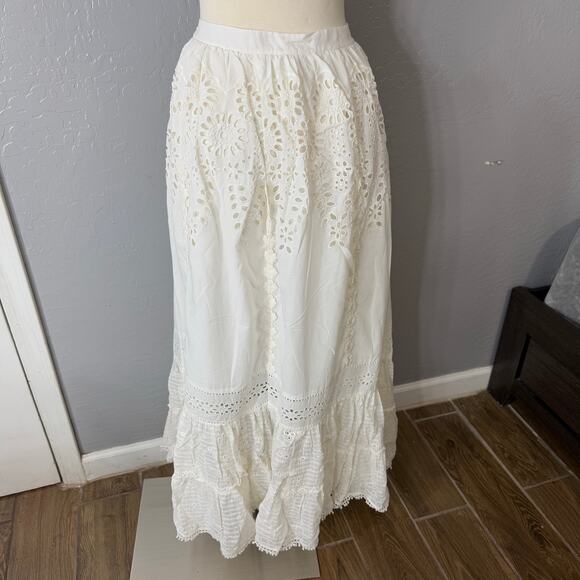 NWT Anthropologie x PAYAL JAIN Diana Eyelet Maxi Skirt White Boho Medium - Picture 2 of 9